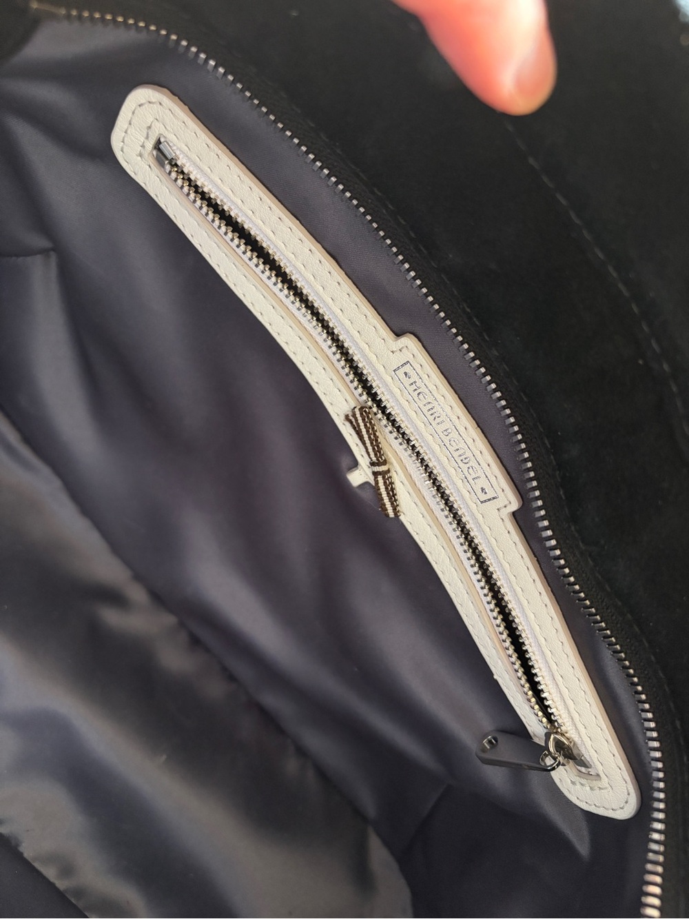 Henri Bendel Black and Silver Pebbled Leather Handbag w/ Crossbody Strap - Picture 6 of 10